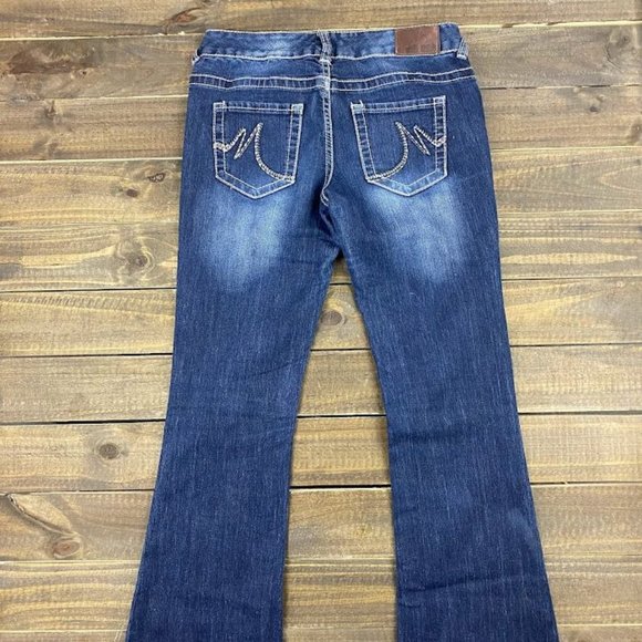 Maurices Flare Wide Leg Denim Jeans Women's Size 5/6 Low Rise Stretch Denim - Picture 4 of 5